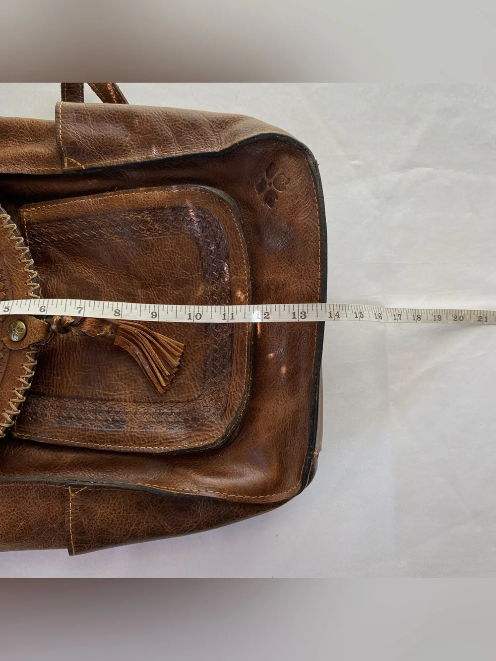 Patricia Nash Distressed Cognac Jovanna Embossed Leather Backpack Western Boho